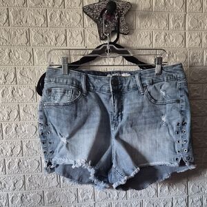 Torrid Light Blue Jean Shorts with Eyelet Accents